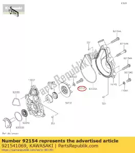 Kawasaki 921541069 bout, met flens, 6x22 - Onderkant