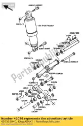 manchet, zwenkarm z1000-k1 van Kawasaki, met onderdeel nummer 420361040, bestel je hier online: