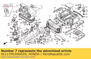 Honda 81111MCA000ZR caisse, coffre * nha27m * - La partie au fond