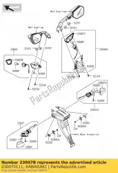 Aqui você pode pedir o lente-comp, lâmpada de sinal, fr zx100 em Kawasaki , com o número da peça 230070111: