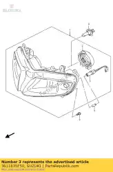 snoer assy van Suzuki, met onderdeel nummer 3611835F50, bestel je hier online: