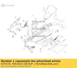 Piaggio Group 674478 escudo frontal - Lado inferior