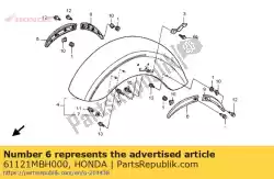 Here you can order the garnish a, l. Fr. Fender from Honda, with part number 61121MBH000: