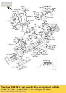 Kawasaki 550275020T3 cowling-assy, ??kant, lh, - Onderkant