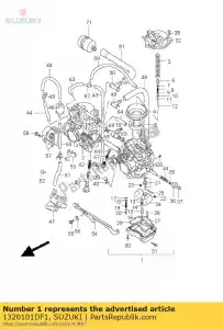 Suzuki 1320101DF1 carburador assy - Lado inferior