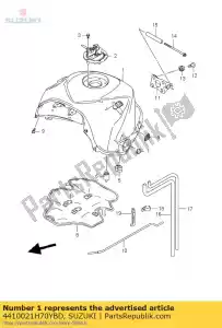 Suzuki 4410021H70YBD tank assy,fuel - Bottom side