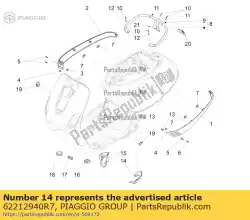 Aqui você pode pedir o terminal traseiro do spoiler esquerdo em Piaggio Group , com o número da peça 62212940R7: