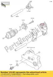 Here you can order the fork,shift,low from Kawasaki, with part number 131401023: