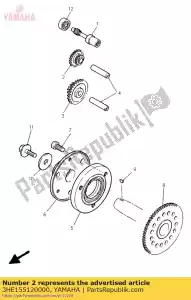 Yamaha 3HE155120000 engrenagem, polia 1 - Lado inferior