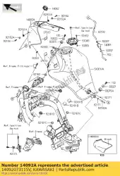 Tutaj możesz zamówić pokrywa, zbiornik, m. F. S. Czarny od Kawasaki , z numerem części 14092073115V: