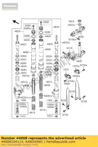 kawasaki 44008104114 tube-fourche extérieur, a.n.g kx80-w1 - La partie au fond