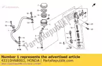 43310HN8003, Honda, manguera comp., rr. freno honda trx 650 680 2003 2004 2005 2006 2007 2008 2009 2010 2012, Nuevo