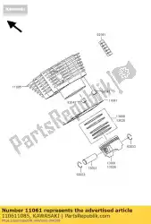 Qui puoi ordinare guarnizione, base del cilindro da Kawasaki , con numero parte 110611085: