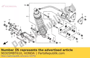 Honda 90305MBT610 nut, u, 14mm - Bottom side