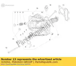 Aquí puede pedir tornillo hexagonal de Piaggio Group , con el número de pieza 319242: