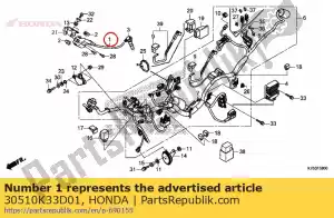 honda 30510K33D01 coil comp., ignition - Bottom side
