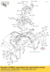 Aquí puede pedir cubierta, lado interior, rh kvf750gcf de Kawasaki , con el número de pieza 140920184: