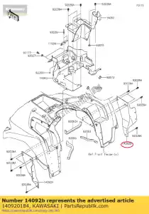 kawasaki 140920184 cubierta, lado interior, rh kvf750gcf - Lado inferior