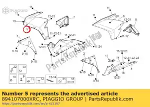 Piaggio Group 894107000XRC rh lat.fairing red - Lado inferior