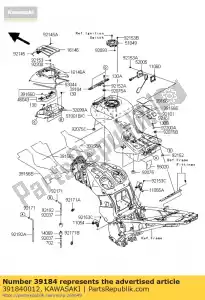 kawasaki 391840012 conjunto de soporte, caja zg1400a8f - Lado inferior