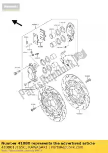 kawasaki 4108013165C disco, fr, lh, cinza + disco- zx900-a1 - Lado inferior