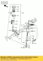 430101051, Kawasaki, rod-assy-rem zx750-e1 kawasaki gpz gt zn zx 400 550 750 1100 1300 1985 1986 1987 1988 1989 1992 1994, Nieuw