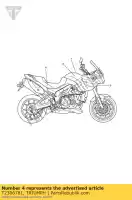 T2306781, Triumph, autocollant panneau arrière triumph tiger 1050 1050 2007 2008 2009 2010 2011 2012 2013 2014 2015 2016, Nouveau