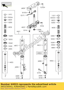 kawasaki 440230042 cilindro-conjunto-garfo vn900b6f - Lado inferior