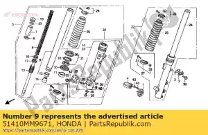 Honda 51410MM9671 tuyau comp., fr. fourchette - La partie au fond
