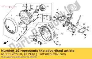 Honda 61303GF6910 tuerca, caja de faro - Lado inferior