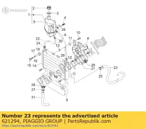 Piaggio Group 621294 encaixe do tubo da bomba-radiador - Lado inferior