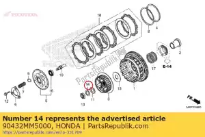 honda 90432MM5000 arruela, mola, 22 mm - Lado inferior