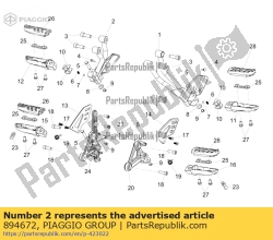 Aprilia 894672, Supporto poggiapiedi rh, OEM: Aprilia 894672