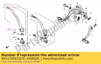 46515MN1670, Honda, tubo, pedal de freno resorte honda cr crf nx r (r) japan r2 (t) japan st vfr vtr xl xr 125 250 450 600 650 750 800 1000 1300 1988 1989 1990 1991 1993 1994 1995 1996 1997 1998 1999 2000 2001 2002 2003 2004 2005 2006 2007 2008 2009 2010 2011 2012 2013, Nuevo