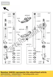 veervoorvork ex650a6f van Kawasaki, met onderdeel nummer 440260090, bestel je hier online: