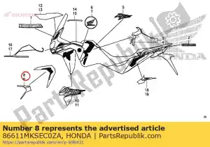 honda 86611MKSEC0ZA stripe r fr fender - Bottom side