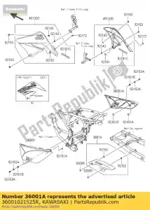 Kawasaki 36001021525R côté couverture, droite, blanc + l - La partie au fond