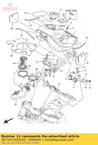 yamaha 3D7241920000 soporte, tanque de combustible 2 - Lado inferior