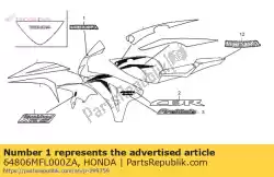 Qui puoi ordinare nessuna descrizione disponibile al momento da Honda , con numero parte 64806MFL000ZA: