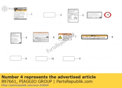 Aprilia 897661, Naklejka emisji ha?asu, OEM: Aprilia 897661