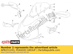 Aprilia AP8231243, Travamento do painel direito, OEM: Aprilia AP8231243