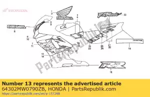 Honda 64302MW0790ZB raya b, r * tipo6 * - Lado inferior