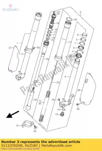 Suzuki 5111035G00 tubo interior derecho - Lado inferior