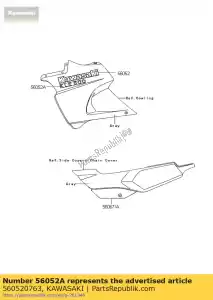 Kawasaki 560520763 marca, carenado lwr, kle500 - Lado inferior