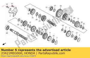 Honda 23421MEG000 gear, countershaft first - Bottom side