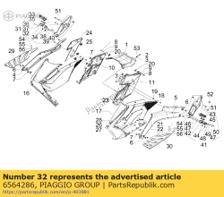 Aprilia 6564286, Kompletny prawy podnó?ek pasa?era, OEM: Aprilia 6564286