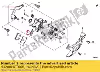 43208MCT006, Honda, lente, pad honda  fjs nc nsa vfr 400 600 700 1000 1100 1200 2005 2006 2008 2009 2010 2011 2012 2013 2017 2018 2019 2020, Nieuw