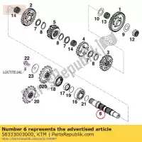 58333003000, KTM, contraeixo ktm  adventure competition duke e egs enduro exc lc lc4 lse rallye rxc sc six sm smc sms sup super supermoto sx sxc txc 400 540 620 625 640 660 1994 1995 1996 1997 1998 1999 2000 2001 2002 2003 2004 2020, Novo