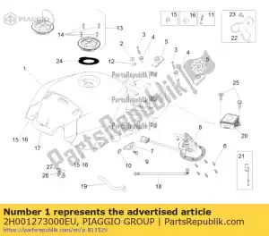 Piaggio Group 2H001273000EU fuel tank. grey+decal - Bottom side