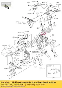 kawasaki 110570121 01 bracket,radiator cover,rh - Bottom side